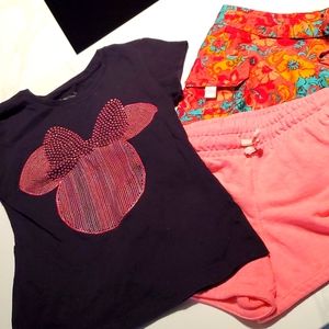 T-shirt size 5 6 black disney pink shorts 6x kanu shorts size 6